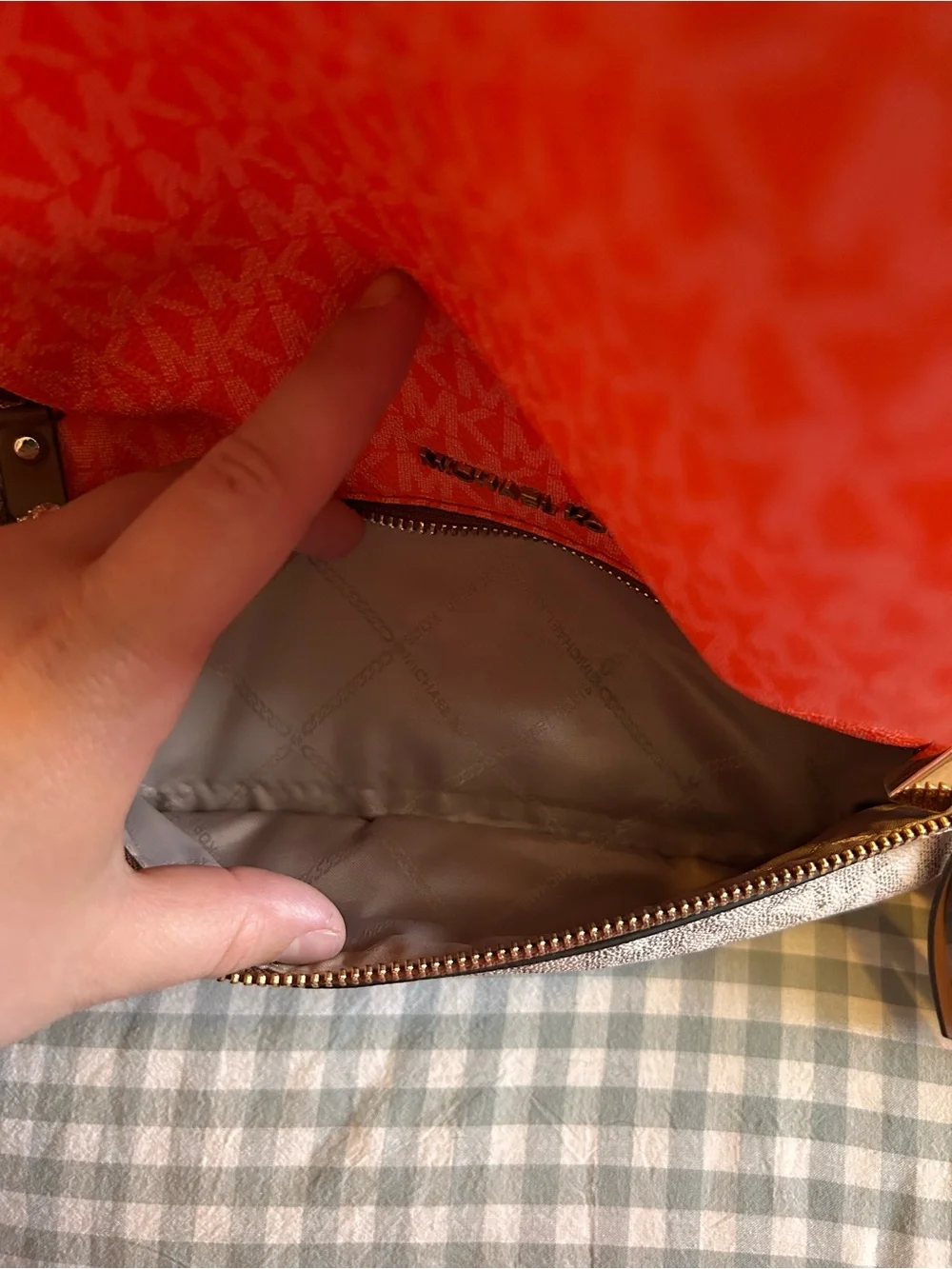 Michael Kors Orange, White & Brown Logo Backpack